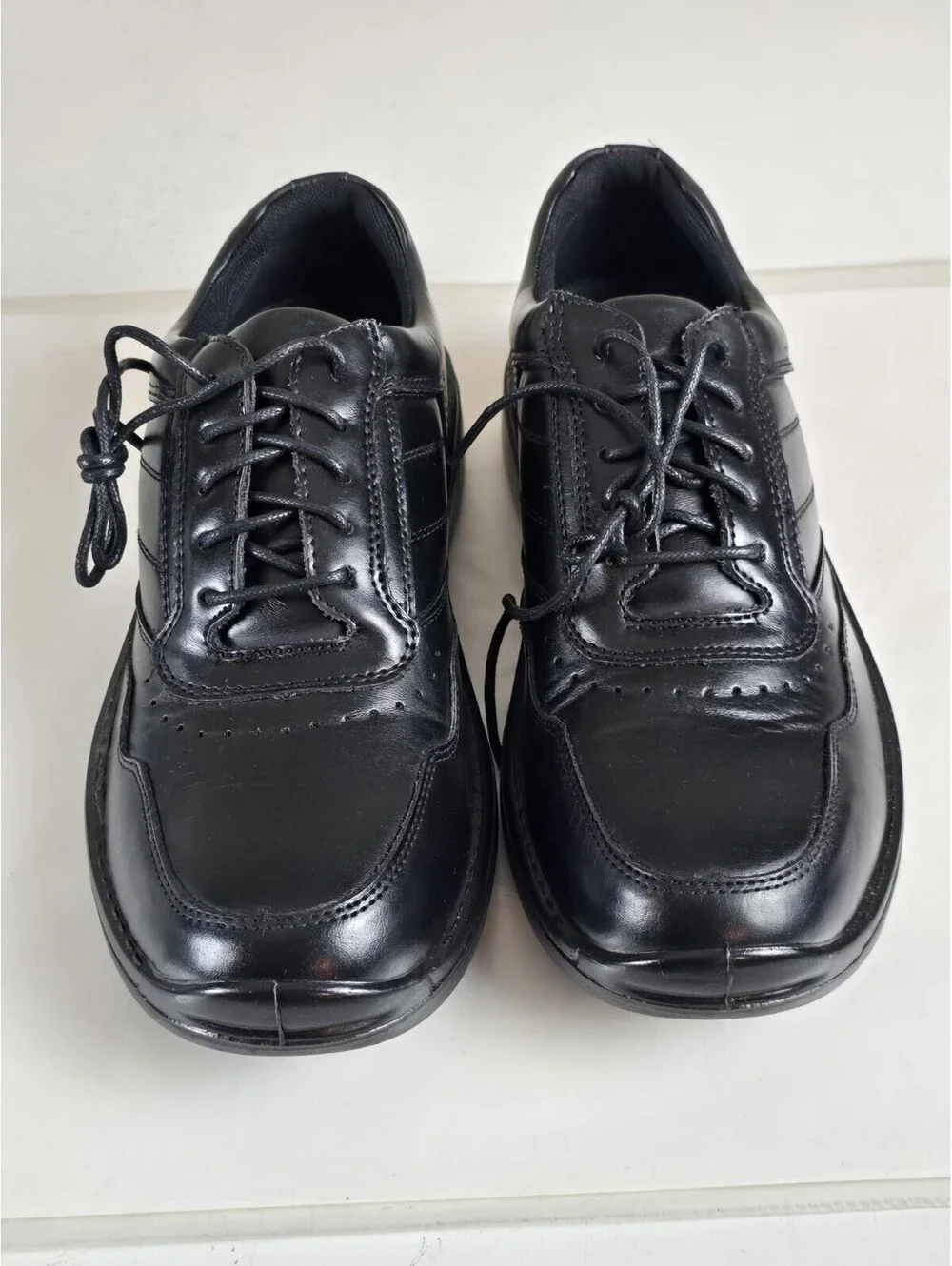 Soft Stags Mens 8.5D Black Faux Leather Work Shoes Walking Oxford Sneaker Casual
